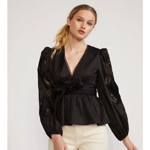 CYNTHIA ROWLEY TULIP EMBROIDERED BLOUSE